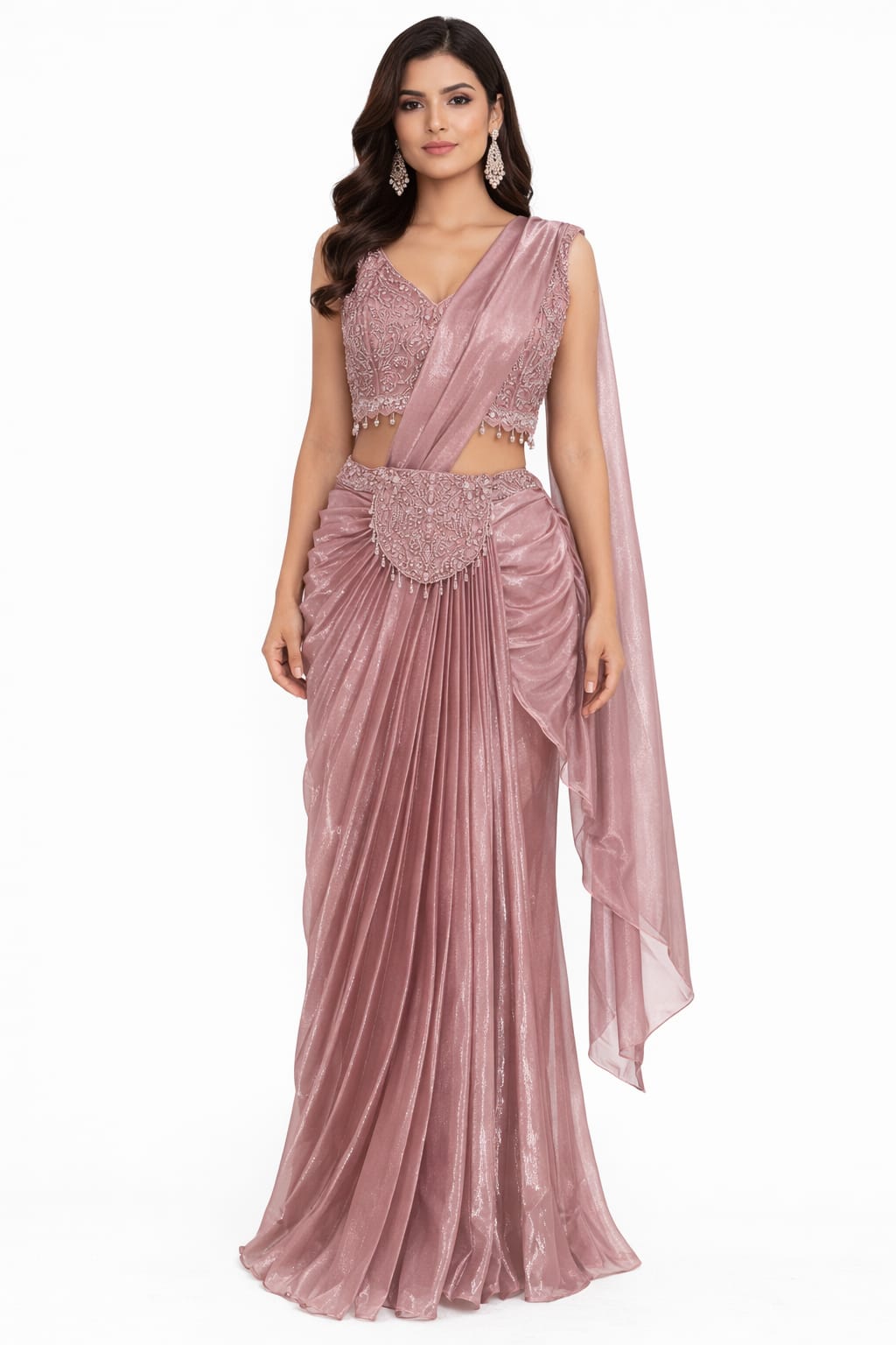 CROP TOP WITH DRAPE SAREE D.NO. 1022